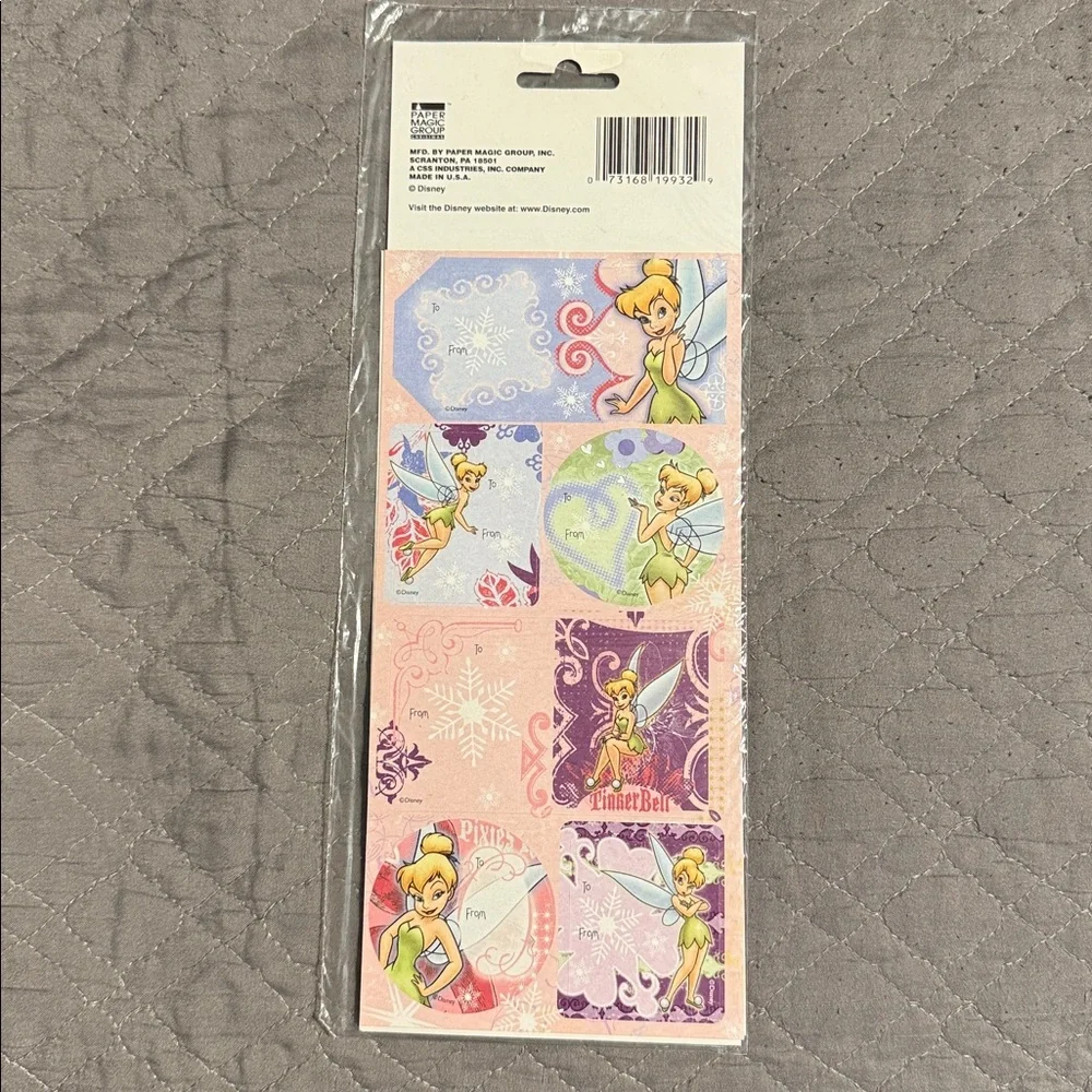 Vintage Sealed Disney 12 Peel n’ Stick Tinker Bell Birthday Gift Tags